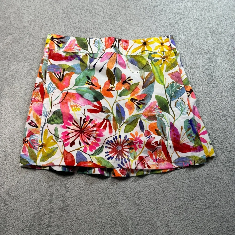 Rip Skirt Hawaii Wrap Skirt Women Small White Floral Stretch Quick Dry